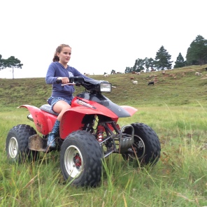 Hannah learnt how to quad bike. Over the course of the weekend, she slowly started looking less terrified.