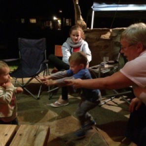 While my mother and Jordy played rock-paper-scissors, Ryan decided he wanted to jump in. He got the idea -- kinda.